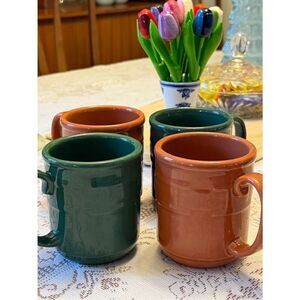 LONGABERGER WOVEN TRADITIONS COFFEE MUG SET of 4 / SPICE & IVY GREEN
